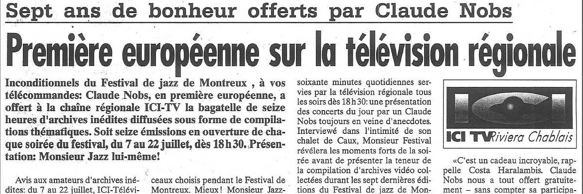 Première européenne sur la télévision régionale