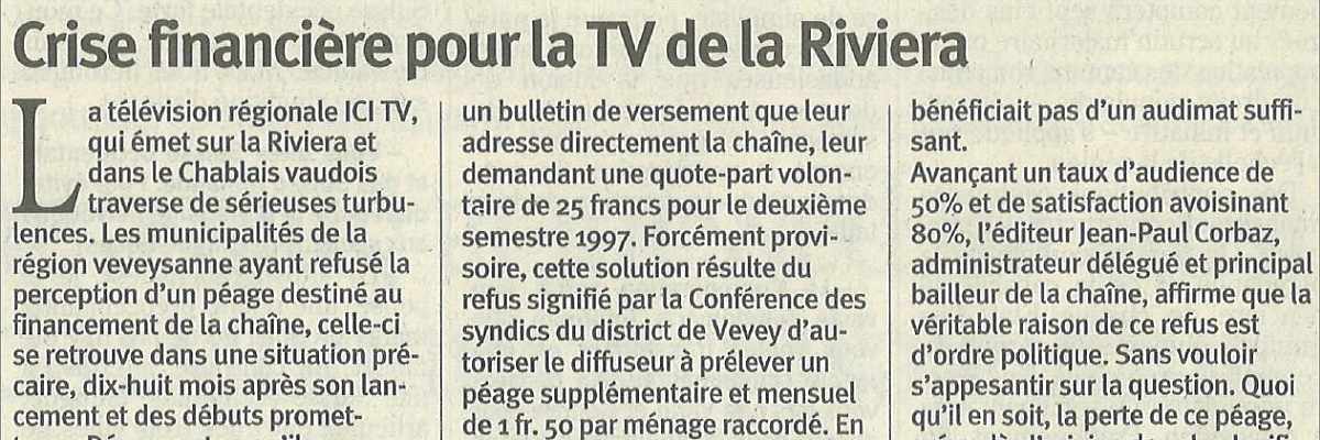 Crise financière pour la TV de la Riviera