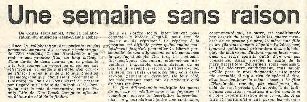 Une semaine sans raison