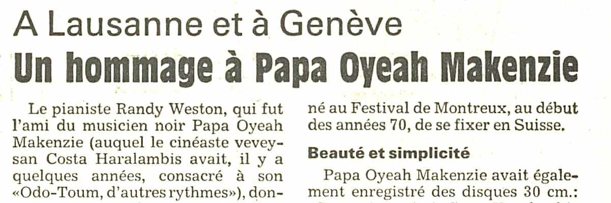 Un hommage à Papa Oyeah Makenzie